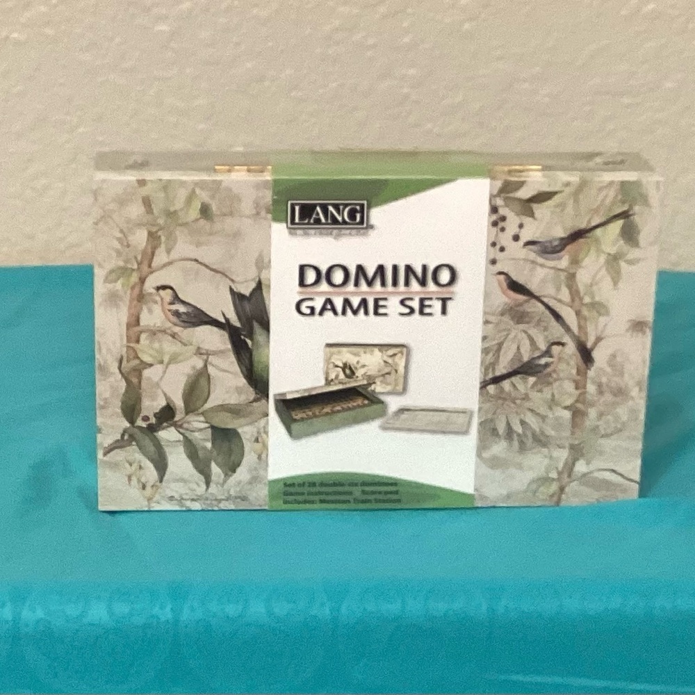 Lang Sealed Tropical Birds Domino Game Set in Bird Adorned Box